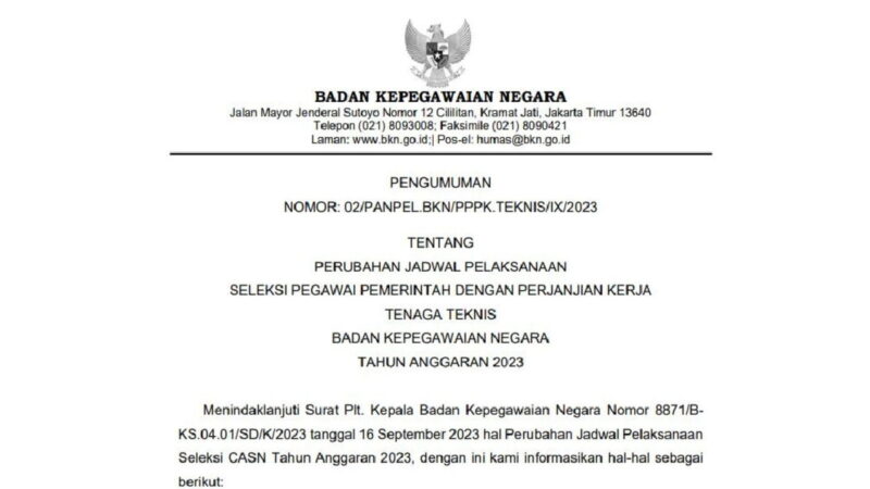 BKN Membutuhkan PPPK Tenaga Teknis Sebanyak 149 Formasi