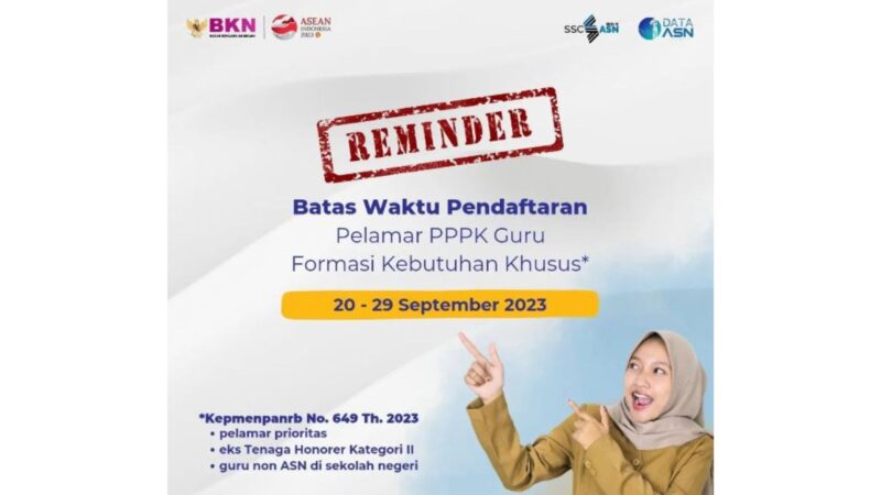 Hari Ini Batas Pendaftaran PPPK Guru Formasi Khusus Kemendikbud 2023