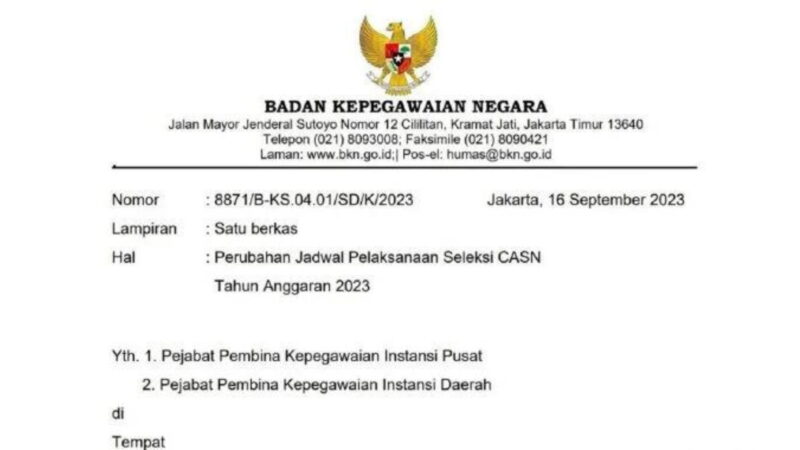 Jadwal Pendaftaran Seleksi CASN 2023 Diundur Ini Penjelasan dari BKN