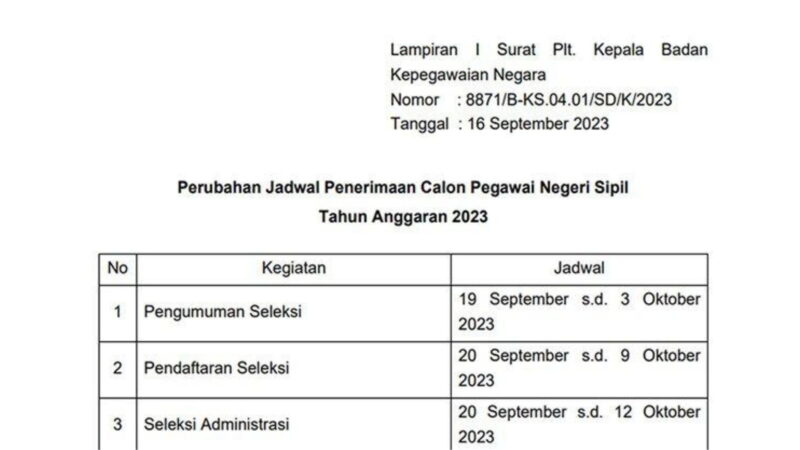 Sempat Diundur Ini Jadwal Terbaru Seleksi CPNS dan PPPK 2023