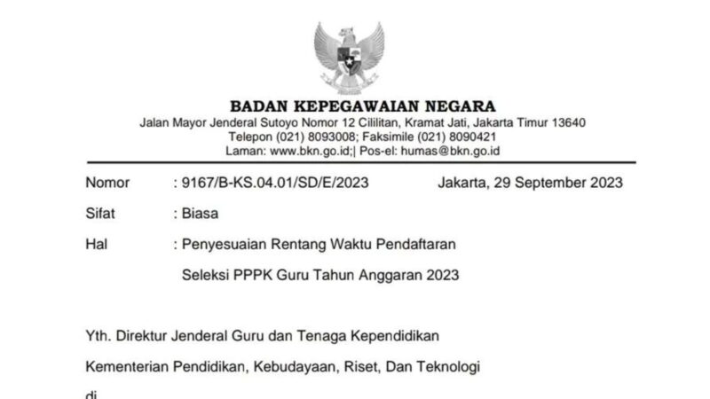 Waktu Pendaftaran Seleksi PPPK Guru 2023 Diperpanjang