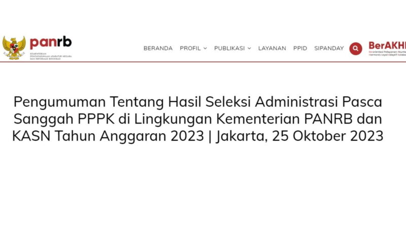 Nama Peserta yang Lolos Seleksi Administrasi Pasca Sanggah PPPK Teknis KASN 2023